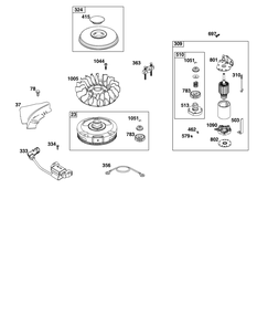 Flywheel, Ignition, And Starter Group Diagram and Parts List for 31R877-0001-B5 200000 - 399999 Briggs and Stratton Engine